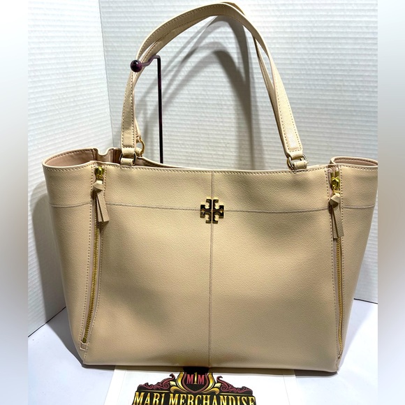 Tory Burch Handbags - Tory Burch Pebbled Leather Tote in Tan color. Pre loved.